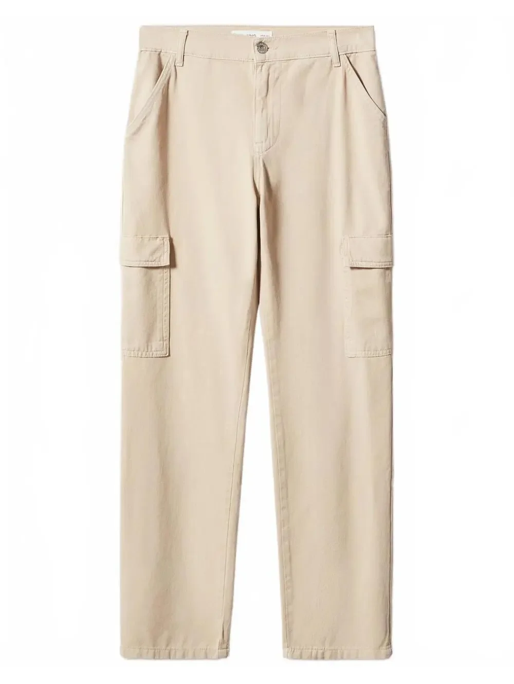 Mango Boyfriend Pocket Cargo Jeans Pants NWT Ecru Beige Size 2 US / 34 EUR